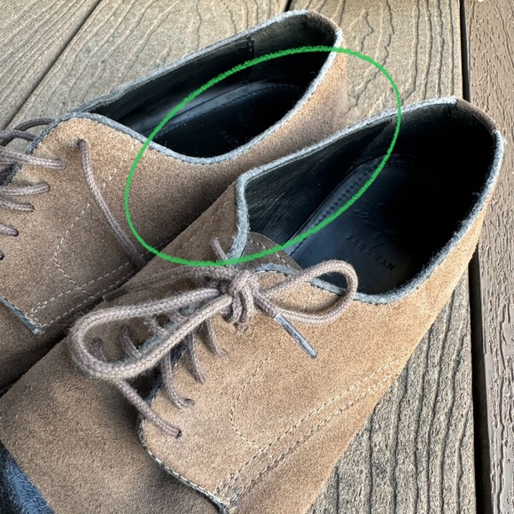 Zara Man Brown Suede Lace Up Oxfords Size 42 US 9 Black Cap Toe Low Top Shoes - Picture 10 of 10